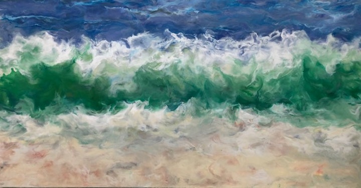 Dreamy, Ruth Hamill, encaustic on canvas, 32x60 inches
