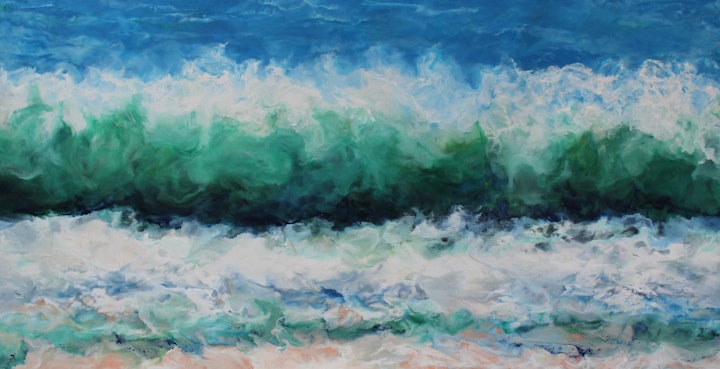 Breeze, Ruth Hamill, encaustic on canvas, 44x84 inches