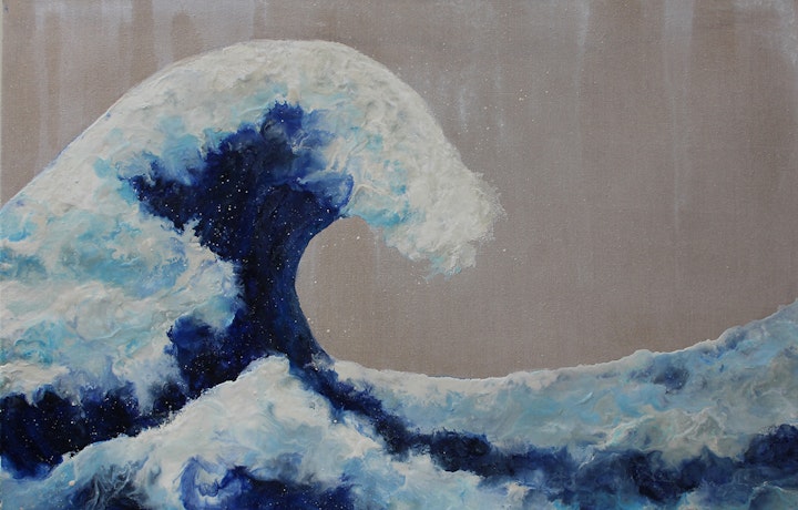The Wave (Ode to Hokusai), Ruth Hamill, Encaustic and Oil on Linen, 40x60 inches