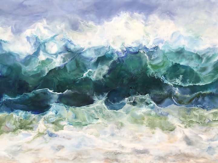 Time to Think,  encaustic on canvas, 24x48 inches