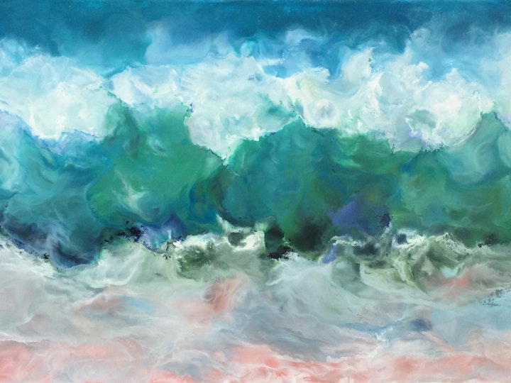 Sunny Skies, encaustic on canvas, 24x52 inches