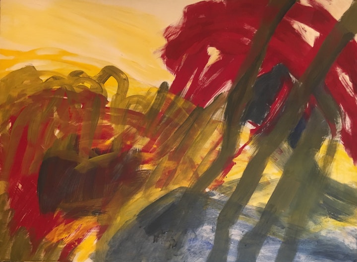 Maleri 2 - 97 x 130 cm. Pinje
Disse seks første er malt i Tivoli , Italia, 2018