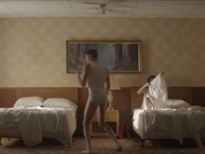 Built hotel room set on stage