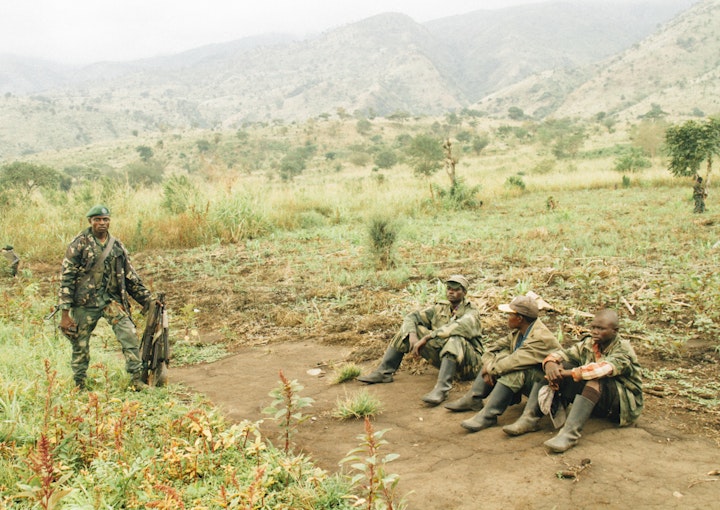Three FDLR rebels captured by FARDC. Tongo.