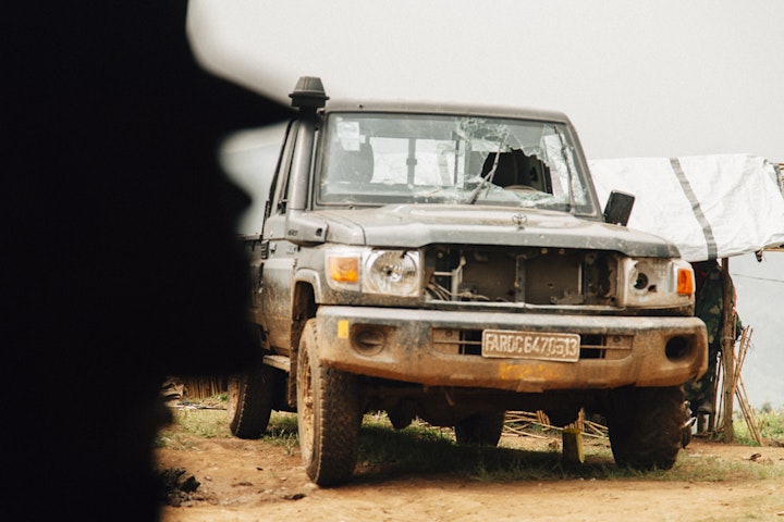 A FARDC veichle hit by Mai Mai rebels.
