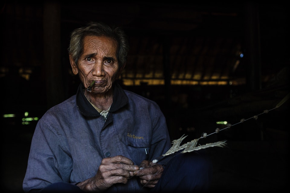 Portrait of a Bunong's man in his home in Mondulkiri, cambodia