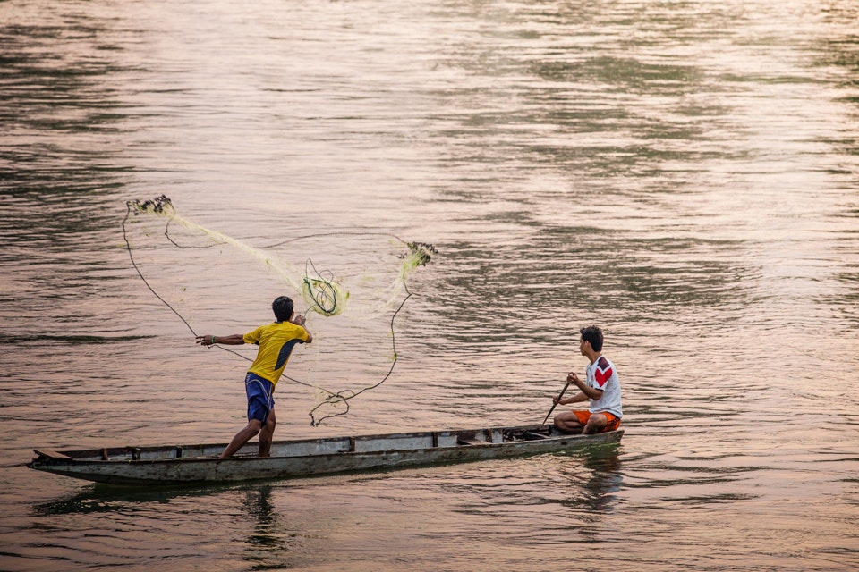 Fishermen in Don Khone, Laos