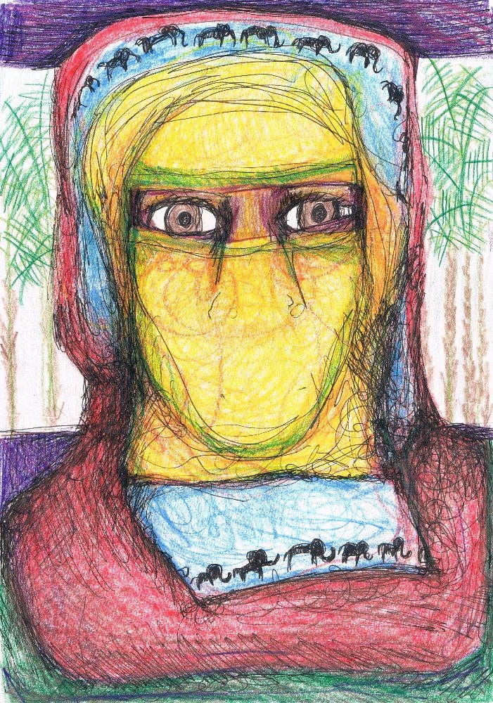 Einat Aloni - A Tanzanian Woman, pastel on paper, 30X20 cm