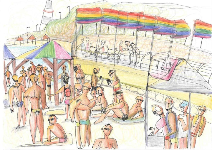 Einat Aloni - Pride at Hilton Beach, pastel on paper, 30X20 cm