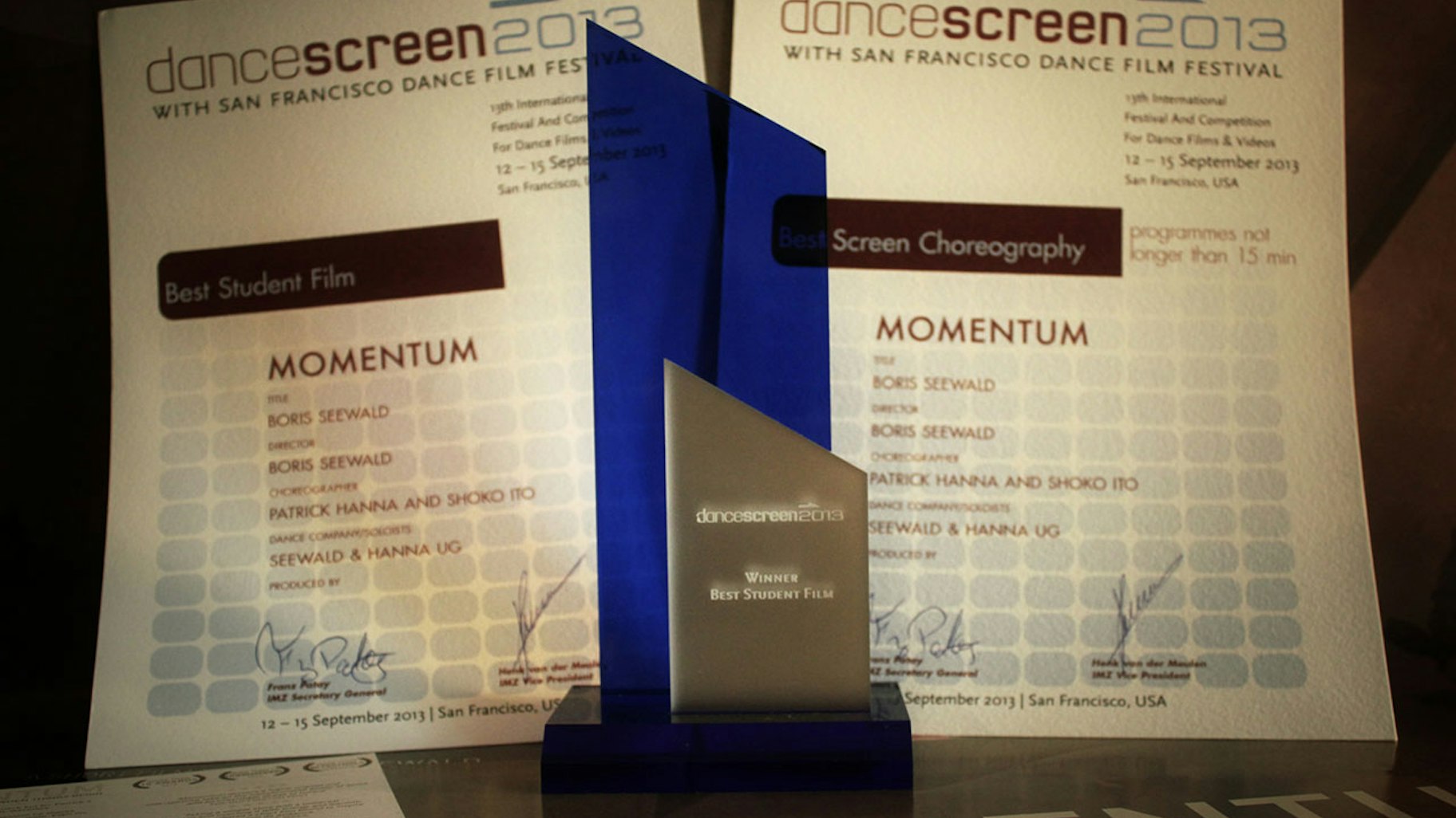 Momentum - Two Awards at the San Francisco Dance Film Festival