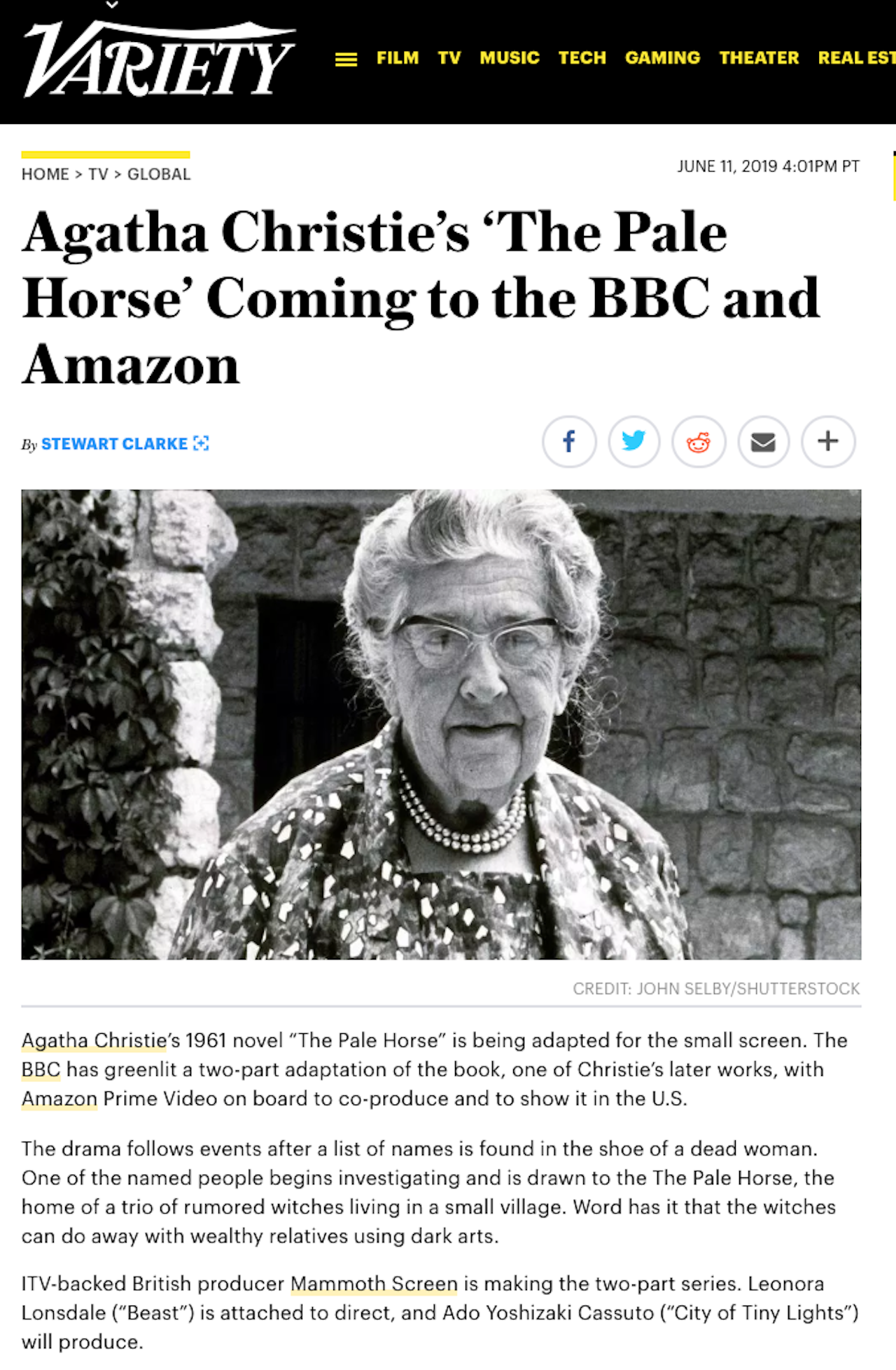 Leonora confirmed to direct the adaptation of Agatha Christie's 'The Pale Horse'