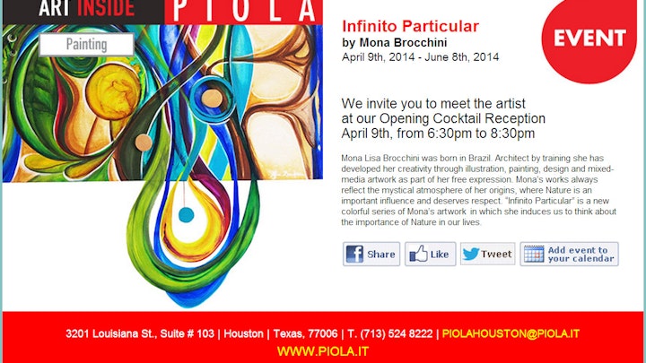 INFINITY WITHIN . Solo Art Show . Invitation  .
Texas . USA . 2014