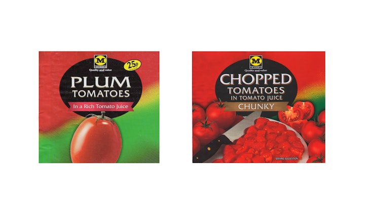 Morrisons Tomatoes - Morrisons Tin Tomatoes Labels