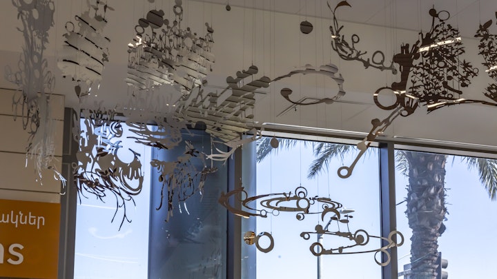 REFLECTING WITHIN US | 53 x 33 x 7 feet | stainless steel | 2020 | ﻿Lobby @  Zev Yaroslavsky Family Support Center | 555 Van Nuys Blvd, Van Nuys, CA 91405