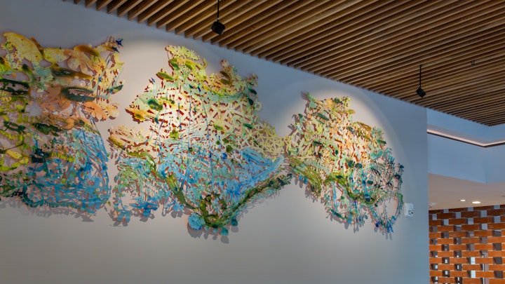 OX AND ANCHOR SEASCAPE
70 x 288 inches | acrylic on cut paper with nails | 2019
Permanent Sit-Specific Commission | Ox & Anchor Restaurant @ Hotel San Luis Obispo
© Chris Natrop