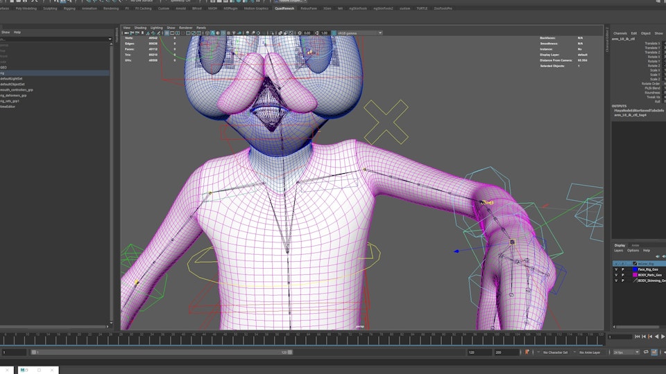 3D - Character rig and skinning, as part of Virtual Production work on BBC pilot.