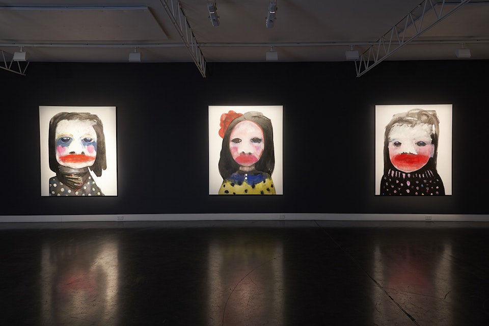 The Quick Brown Fox - L to R Bulletproof, War Paint, The Stand 183x153cm oil and acrylic on canvas