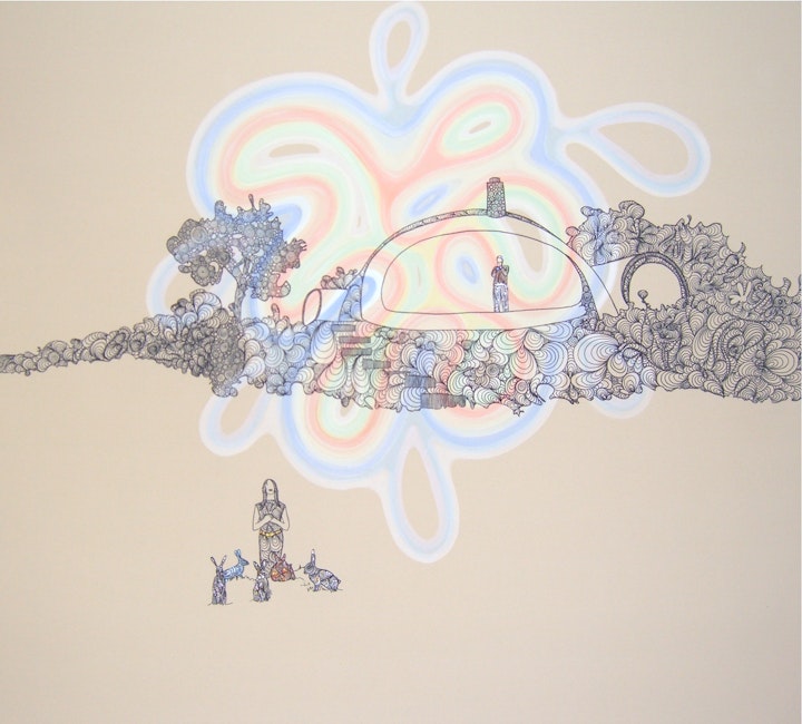 rabbit ears 58x58   Acrylic/Oilpastel/Marker/DiamondDust/Canvas