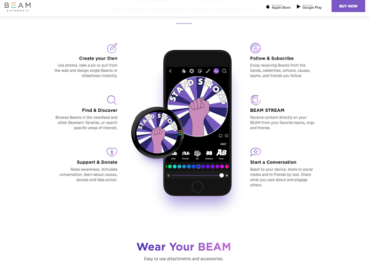 Graphic content for Beam Authentic app and platform