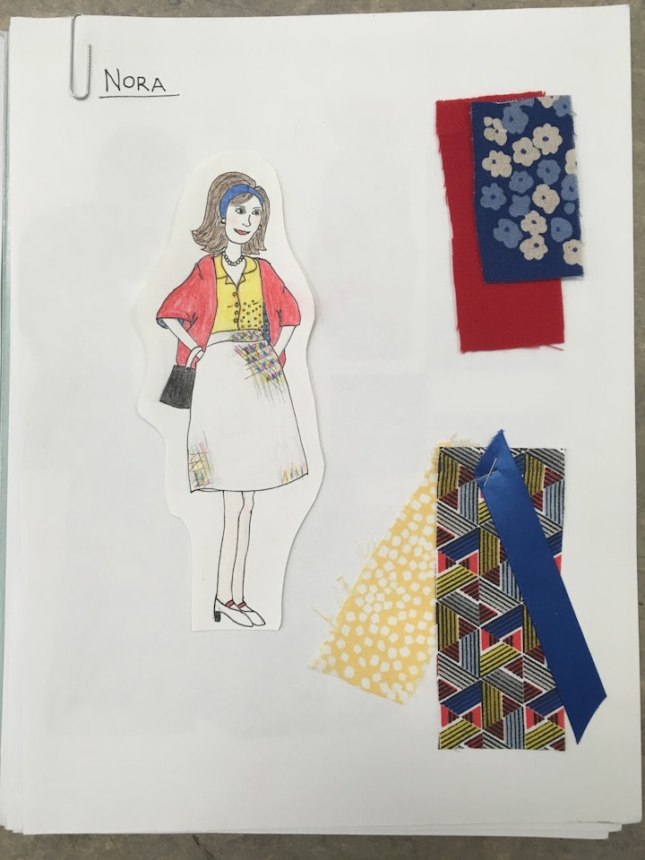 A Doll's House: model - Nora's costume with fabric samples