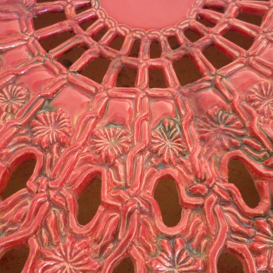 Keramiek Van Campen - Andrea Boerman - bloemen maroc rood, detail#1