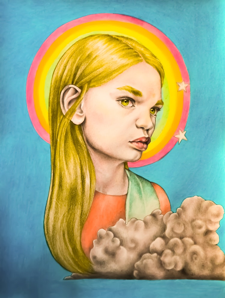 Artworks - Sky Child
Graphite, oil pastel, aquarelle, acrylic on paper; 2018