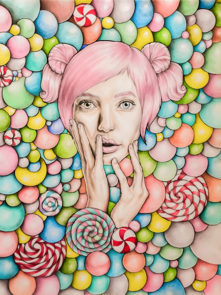 Artworks - Candy girl 
Graphite, color pencil, aqarelle pencil on paper; 2018