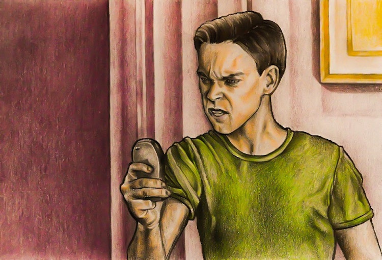 Graphics - Angry man illustration for comic story 
Color pencil on paper; 2017