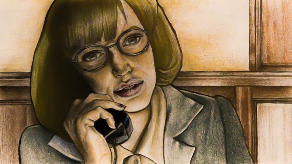 Graphics - Phone secretary illustration for comic story
Color pencil on paper; 2017
