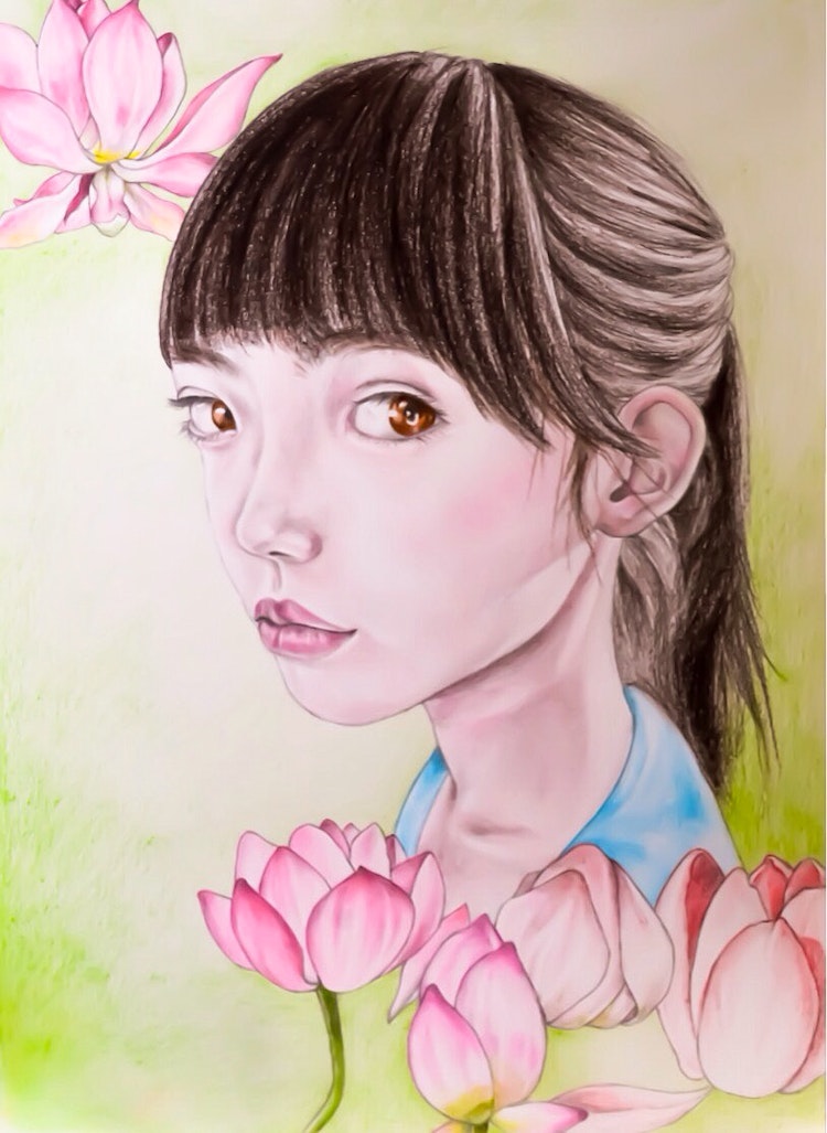 Artworks - Lotus child
Graphite, pencil, oil pastel, aquarelle, acrylic on paper; 2018