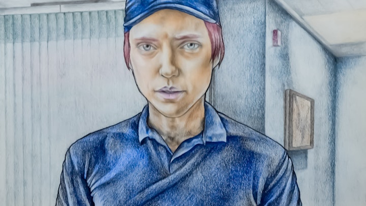 Illustrations - Delivery boy illustration for comic story 
Color pencil, graphite on paper; 2017